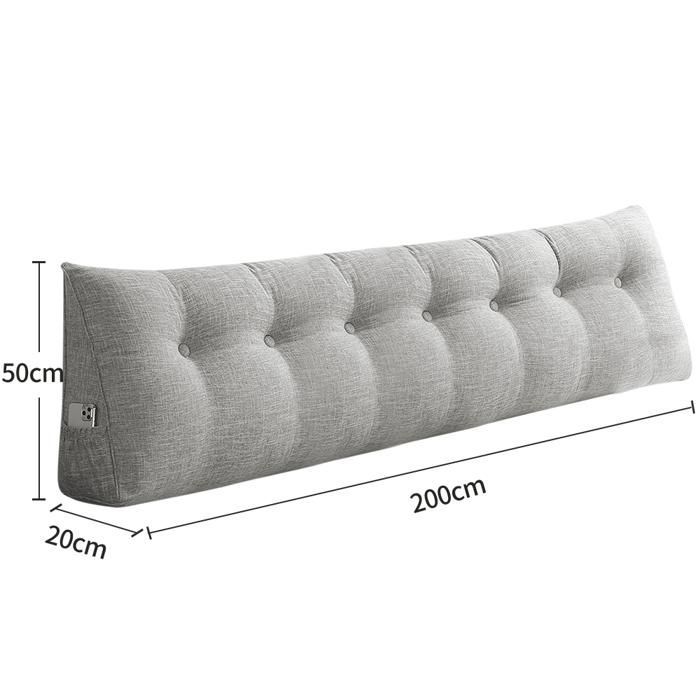 Cuscino a cuneo triangolare MIPAN - 200 x 50 x 20 cm - Cuscino da lettura/Cuscino per testiera - Grigio chiaro