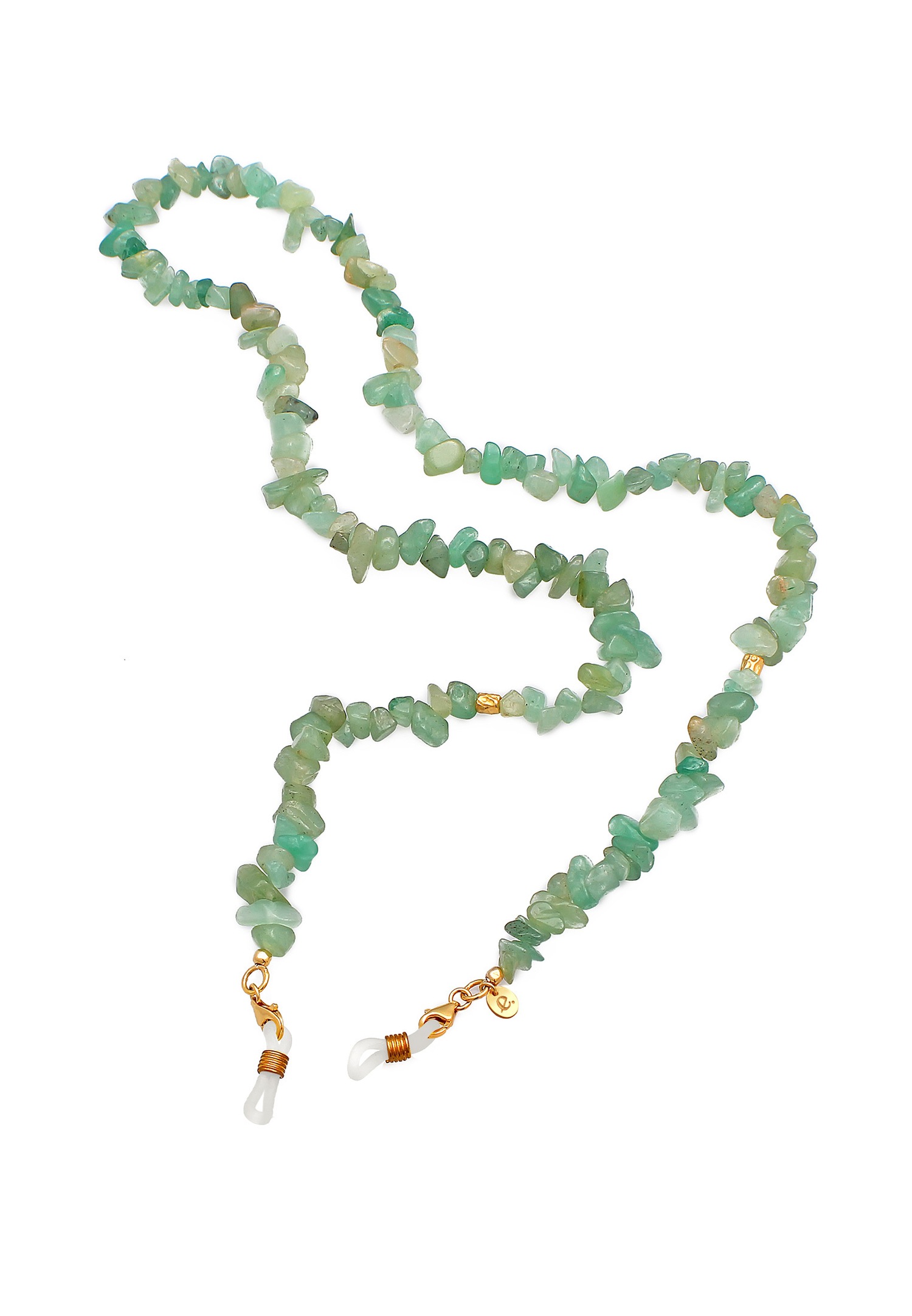 Elli PREMIUM Elli PREMIUM Accessoires de bijouterie Femmes Collier à lunettes Splitter Nature avec pierres d'aventurine en argent sterling 925 plaqué or