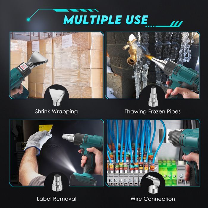 Écran Décapeur Thermique Sans Fil Compatible Makita 18V (Sans Batterie),Pistolet à Air Chaud avec Température Réglable 280-550 ℃