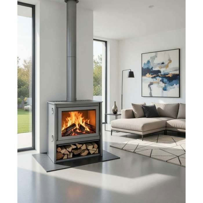 Stufa a legna - Zeux 700 - 11 kW - Classe di efficienza A+ - Tripla combustione