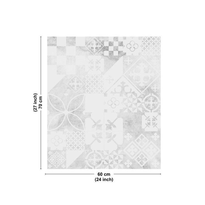 Fond de hotte adhésif en aluminium effet carreaux de ciment gris - 70x60 cm - 99DECO