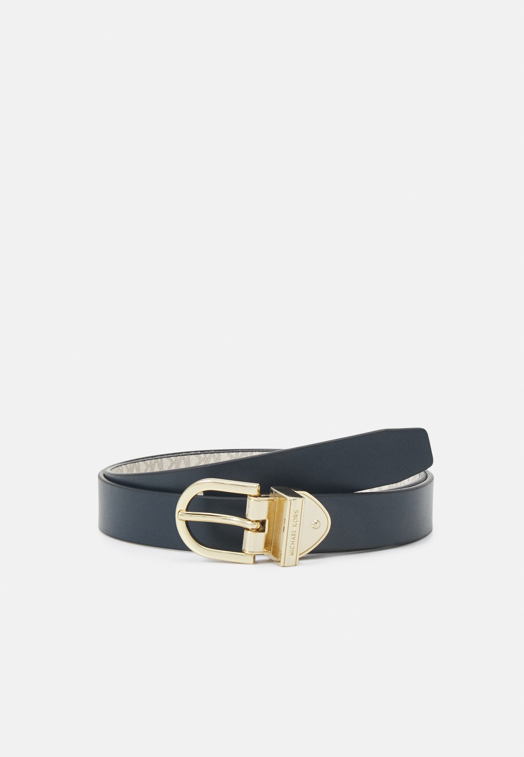 MICHAEL Michael Kors OMKEERBARE GLADDE STREEP MET LOGO - Zakelijke riem - donkerblauw/goudkleurig