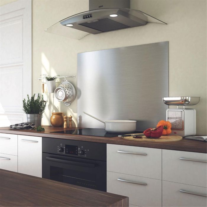 Stainless steel kitchen backsplash/range hood backsplash - W 60 x H 50 cm