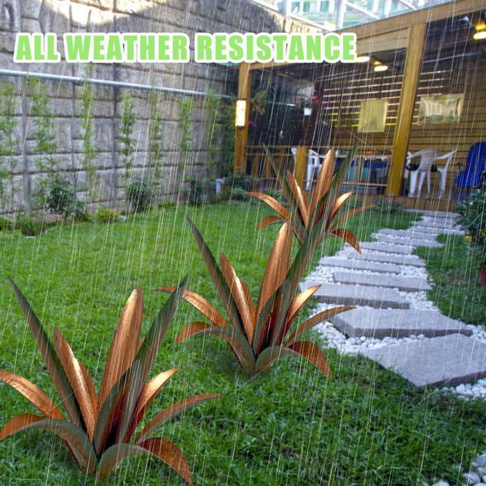 Escultura de agave de metal, arte de jardín de metal con forma de agave para césped exterior, 35 cm (13,78 pulgadas)