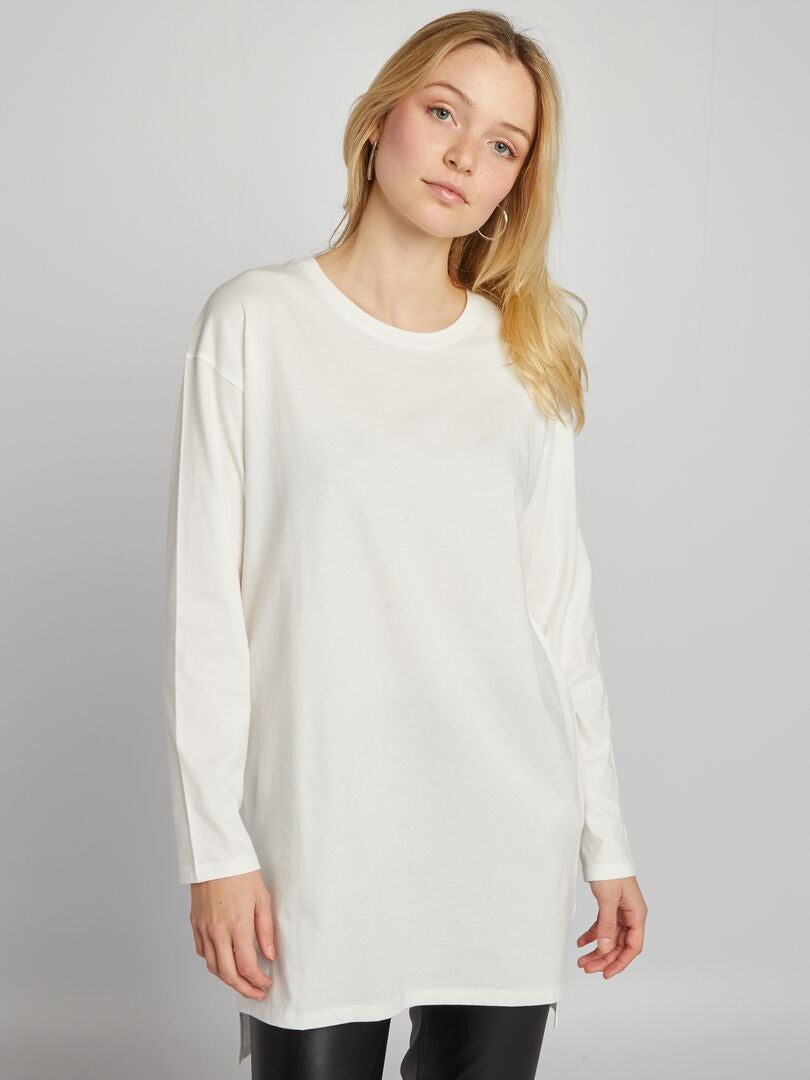 Camiseta longa - Cru