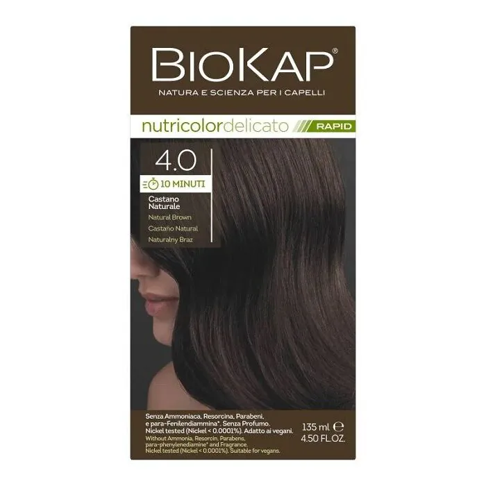 Biokap Nutricolor Delicato Rapid Farba do włosów, 4.0 Naturalny Brąz