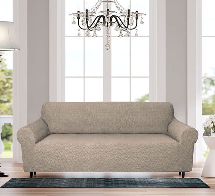 Capa para sofá - Super Stretch - Taupe - Elástica - Capa não removível - Design contemporâneo
