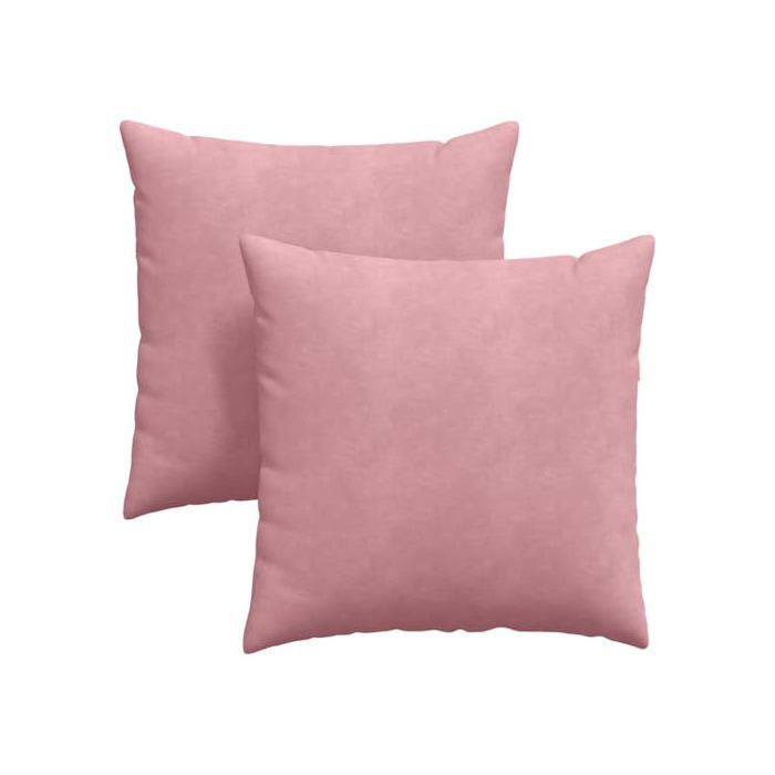Coussins de canapé en velours - vidaXL - 80x80 cm - Rose - Housses amovibles - Rembourrage polyester - Usage intérieur