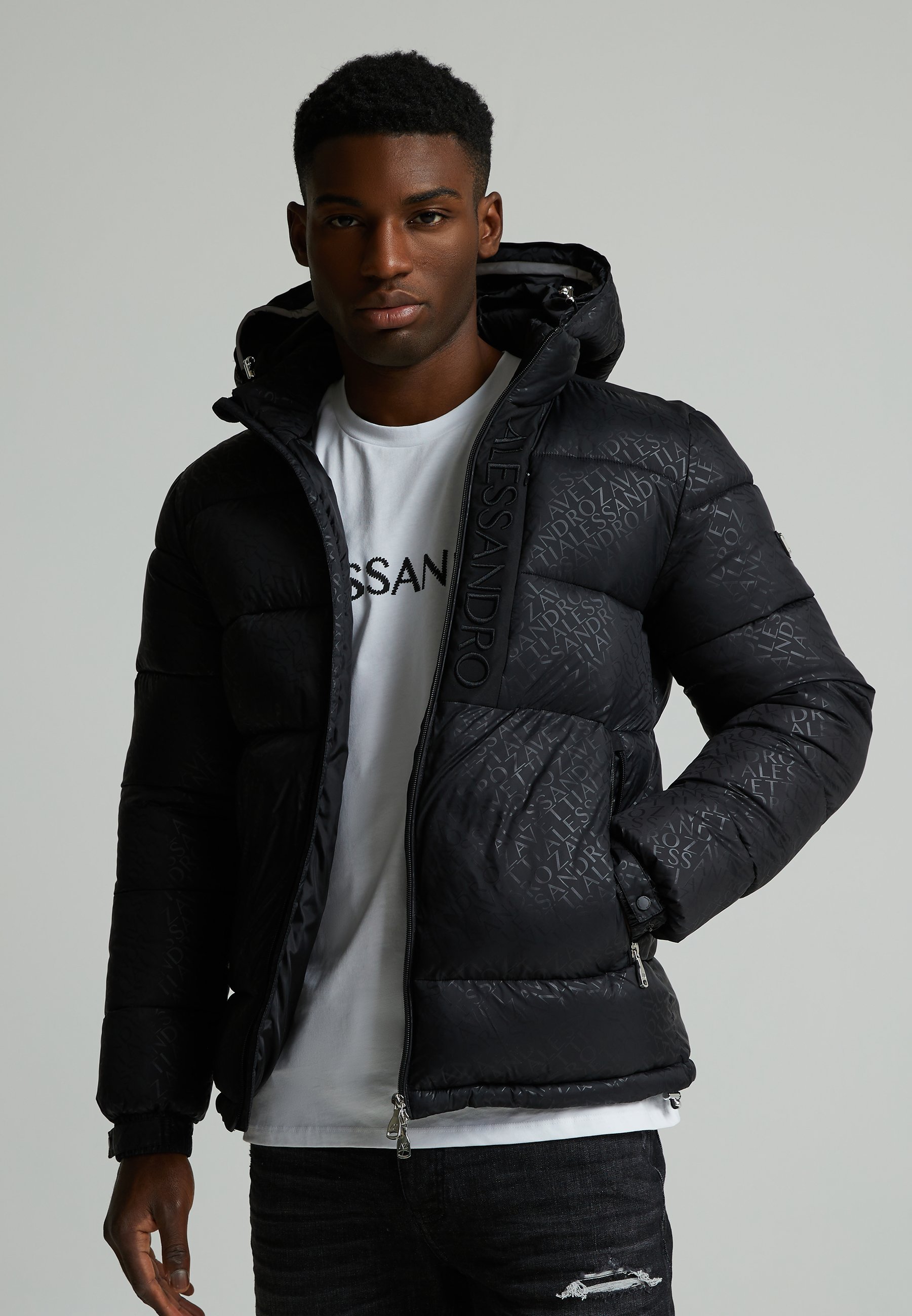 Alessandro Zavetti VITORNO 2.0 AOP PUFFER JACKET - Giacca invernale - jet black