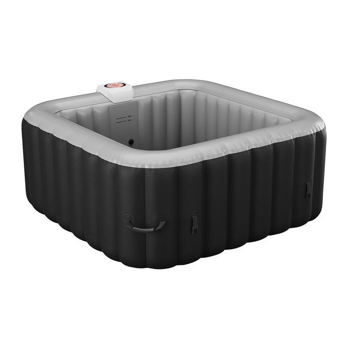 Spa hinchable cuadrado para 4 personas - 154 x 154 x 65 cm - 120 chorros de aire - Negro y gris - B-COSY II