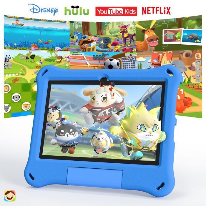 Tablette Enfants - LAMZIEN 7 Pouces PAD - 4Go RAM - 64Go ROM - Contrôle Parental - avec Kid-Proof Étui