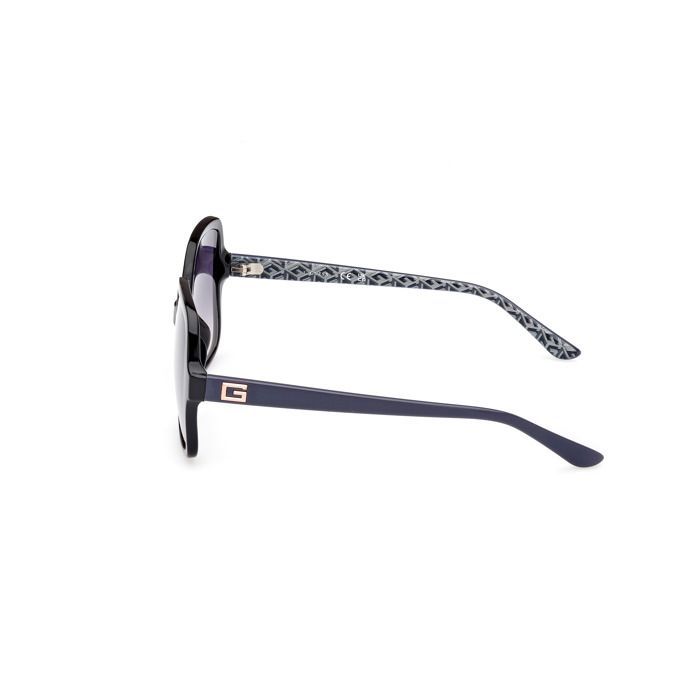 Guess 7921-H Geometrische zonnebril voor dames – Kleur 01B Glanzend zwart met rookkleurige glazen met kleurverloop