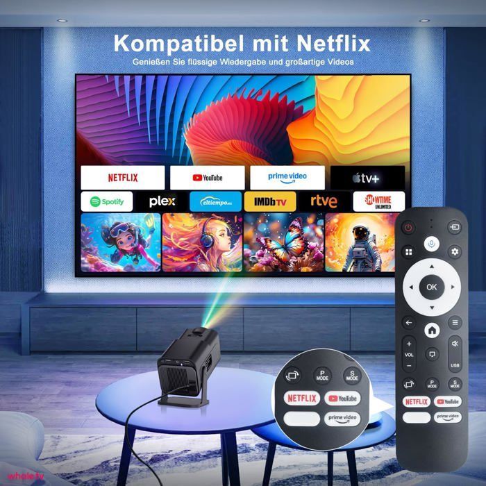 Mini Vidéoprojecteur,Compatible Avec Netflix,Supporte 4K Android 13,Smart Projector Portable 5G Wifi 6 Bt 5.3, Mini Projecte[XV37]