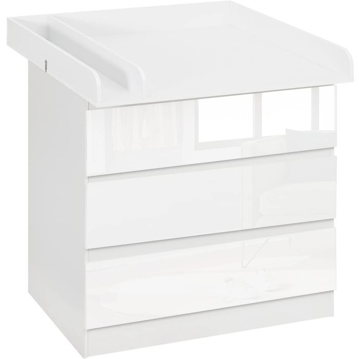 Cambiador/vestidor para bebé WOLTU con 3 cajones, mueble infantil fabricado en madera de ingeniería y MDF, blanco.