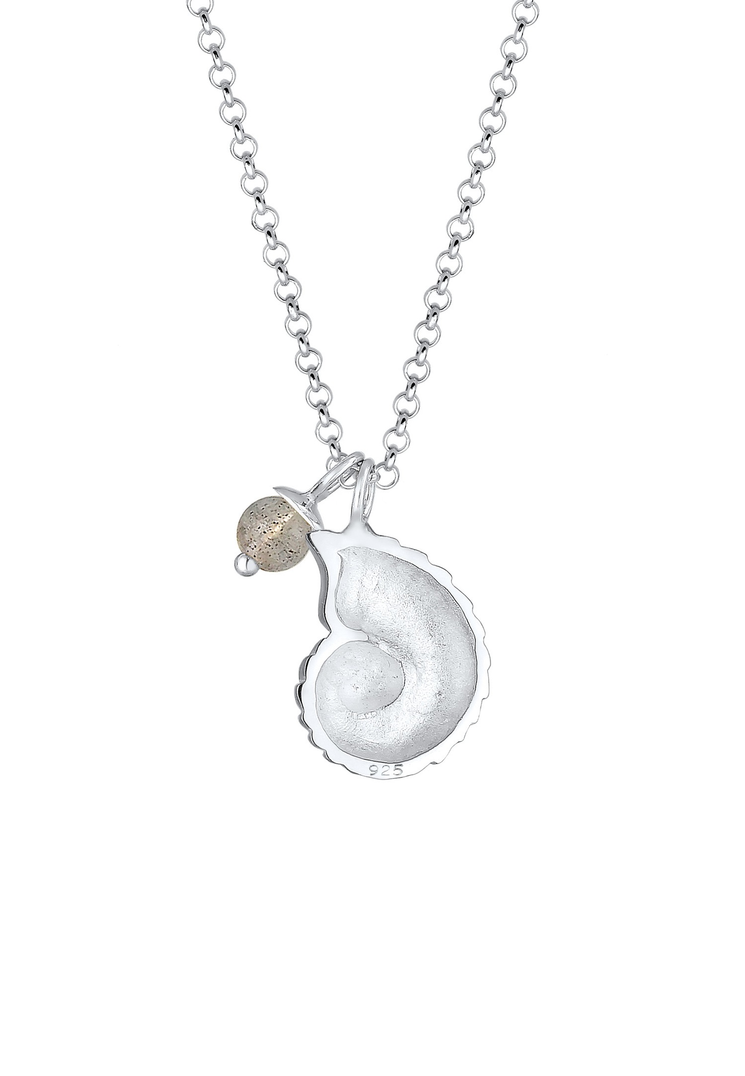 Elli Femmes pendentif coquillage avec pierre précieuse Labradorite en argent sterling 925