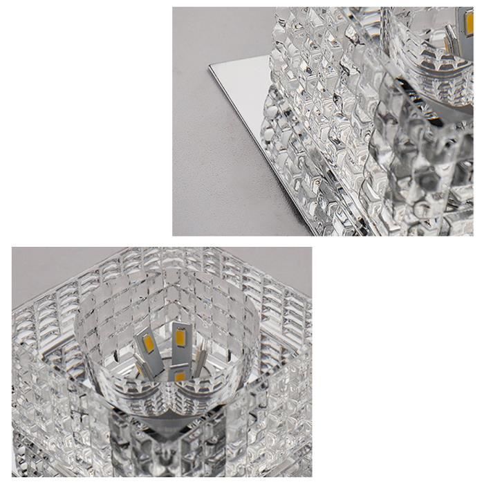 unidad de foco LED de techo de cristal de 5 W, lámpara de araña moderna de cristal, luz blanca, 10 cm