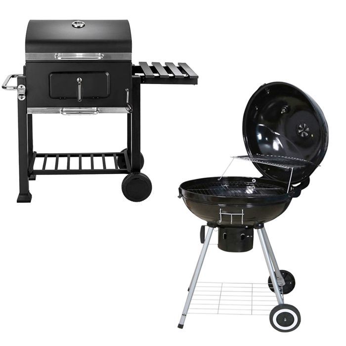 KEDIA Barbecue Extérieur Mobile, Noir, Métal, Sur Chariot, Cour Extérieure, Charbon de bois Domestique, Portable