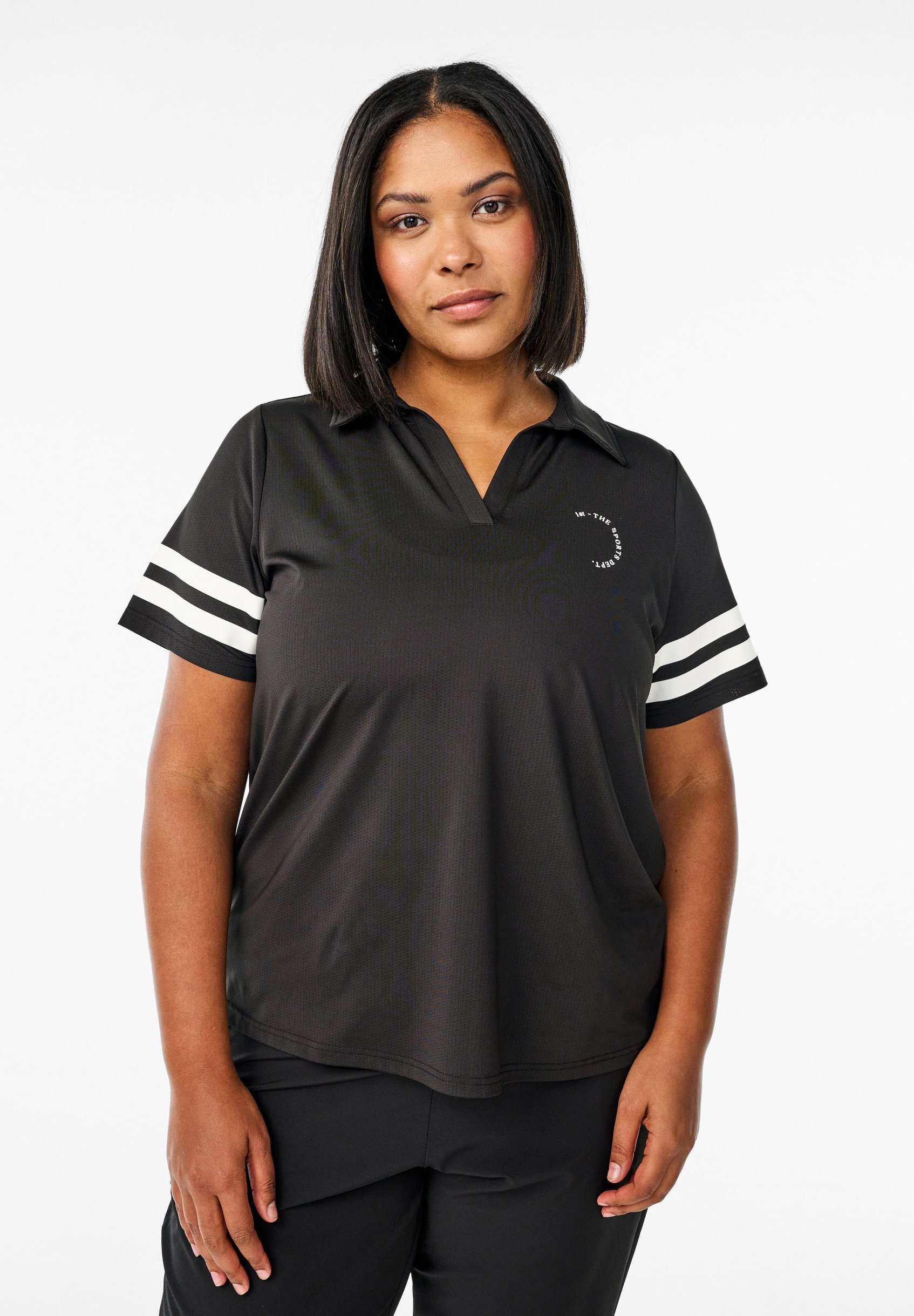 Active by Zizzi - Polo Liliches à rayures - noir