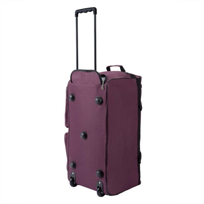 Monzana® 85L Purple Travel Bag with Wheels, Trolley Sports Bag, Telescopic Handle, 2 Lockable Wheels