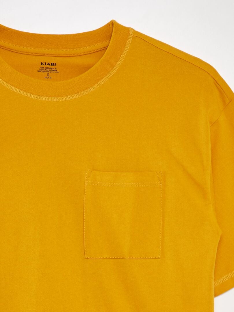 Camiseta folgada de cor sólida - AMARELA