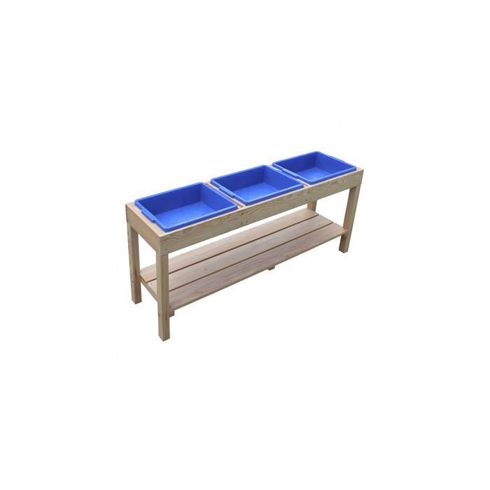 Mesa de arena y agua de madera AXI | Actividades para bebés | 3 recipientes y estante | 124 x 50 cm