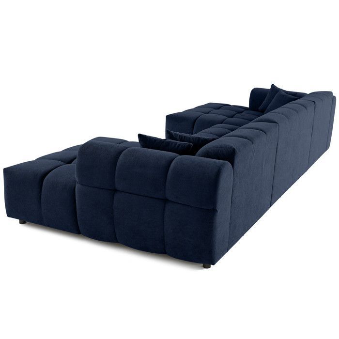 Ray – 7-Sitzer-Panoramasofa in U-Form mit strukturiertem Stoffbezug – Blau