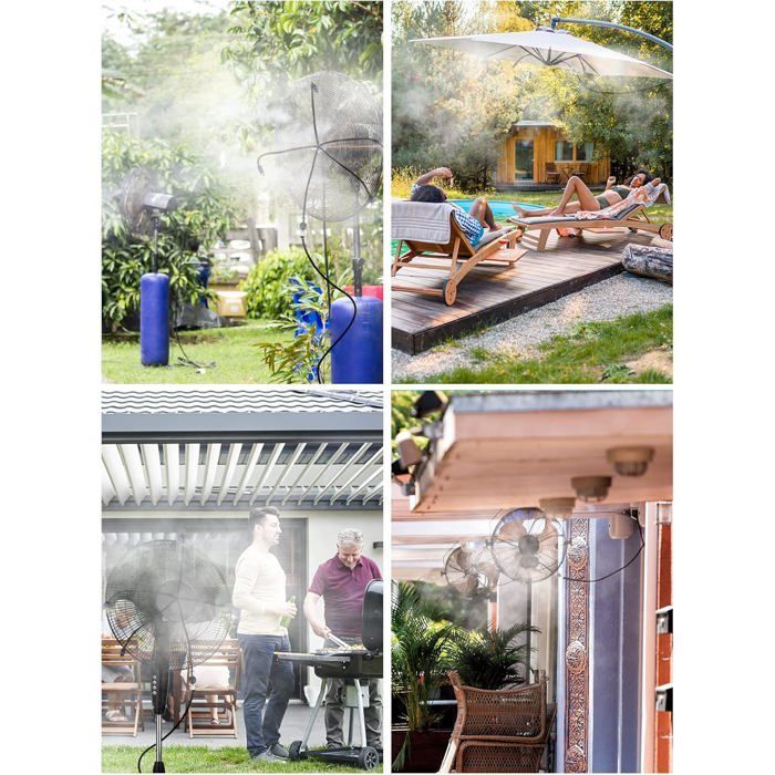 Misting kit for fans, 5m misting system + 4 rotating 360° brass nozzles (fan not included)