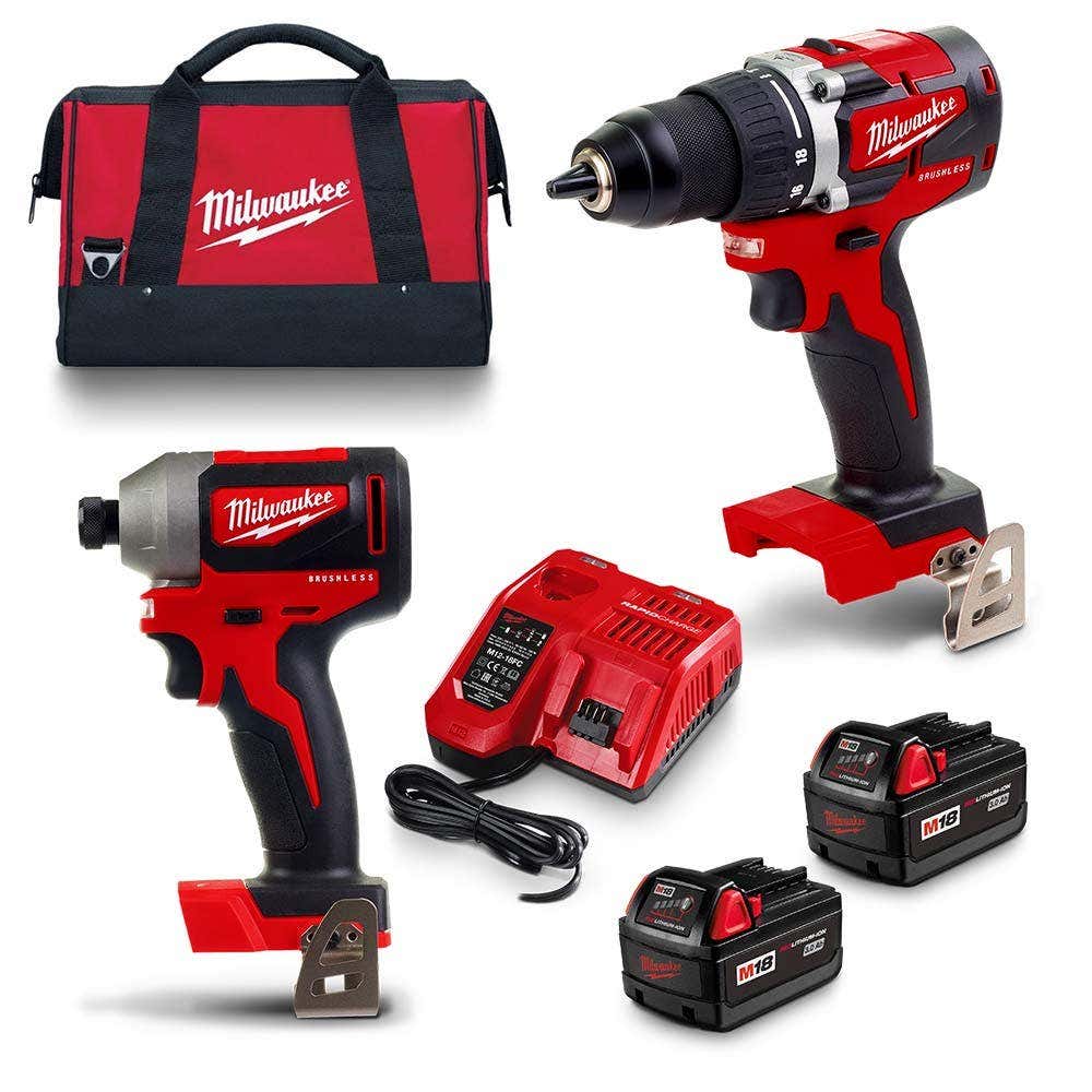 Pacote com 2 baterias Milwaukee 18V sem escova, 2 x 3,0 Ah, M18CBLPP2A-302B