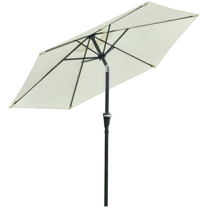 Tuinparasol - Outsunny - zeshoekig - kantelbaar - metaal, polyester met hoge dichtheid 180 g/m² - Ø 2,3 x 2,16 m - crème