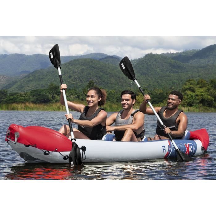 Kayak hinchable - BESTWAY - 65132 - Rapid X3 Hydro-Force™ - 381 x 100 cm, 3 personas, 250 kg máx., 2 remos, bomba