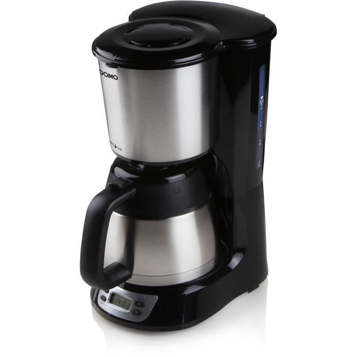 Cafetière filtre - DOMO - DO709K - 1000 W - 1 L - 8 tasses - Ecran LCD - Minuteur 24 h - Acier inoxydable
