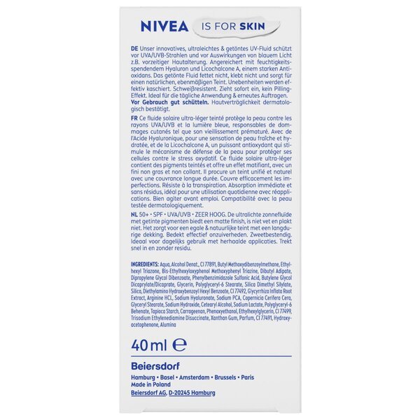 NIVEA Sun SPF50+ lagani tonirani ultra lagani dnevni fluid<br>40 ml