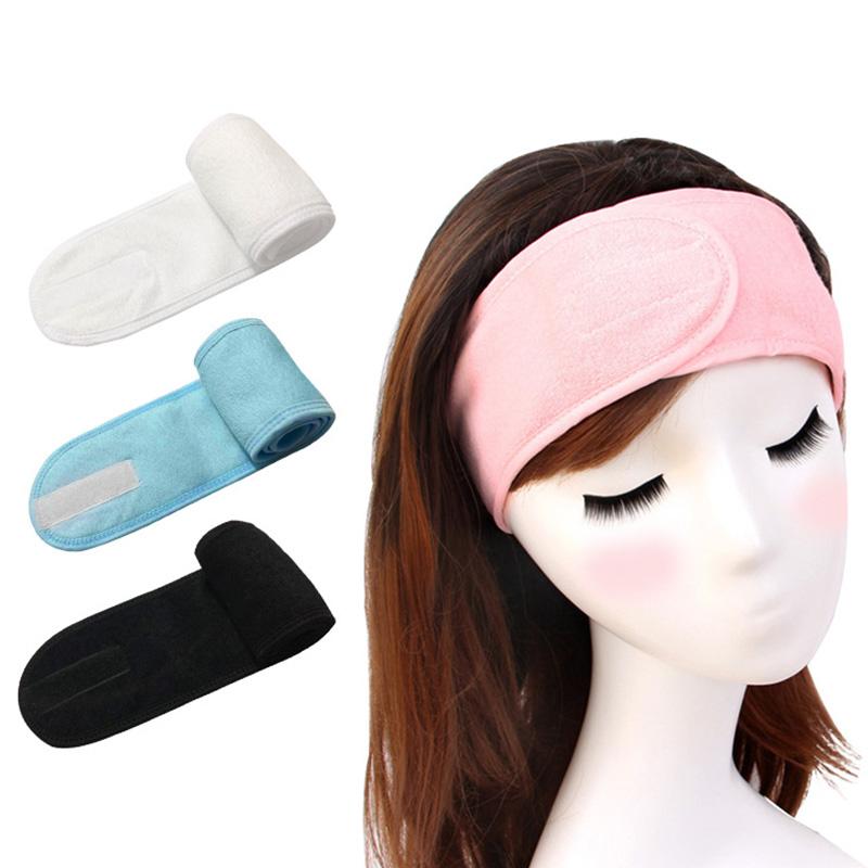 1 faixa facial ajustável com velcro para lavar o rosto e maquiar, faixa de cabelo elástica, turbante macio de tecido atoalhado, acessórios para cabelo de salão de SPA
