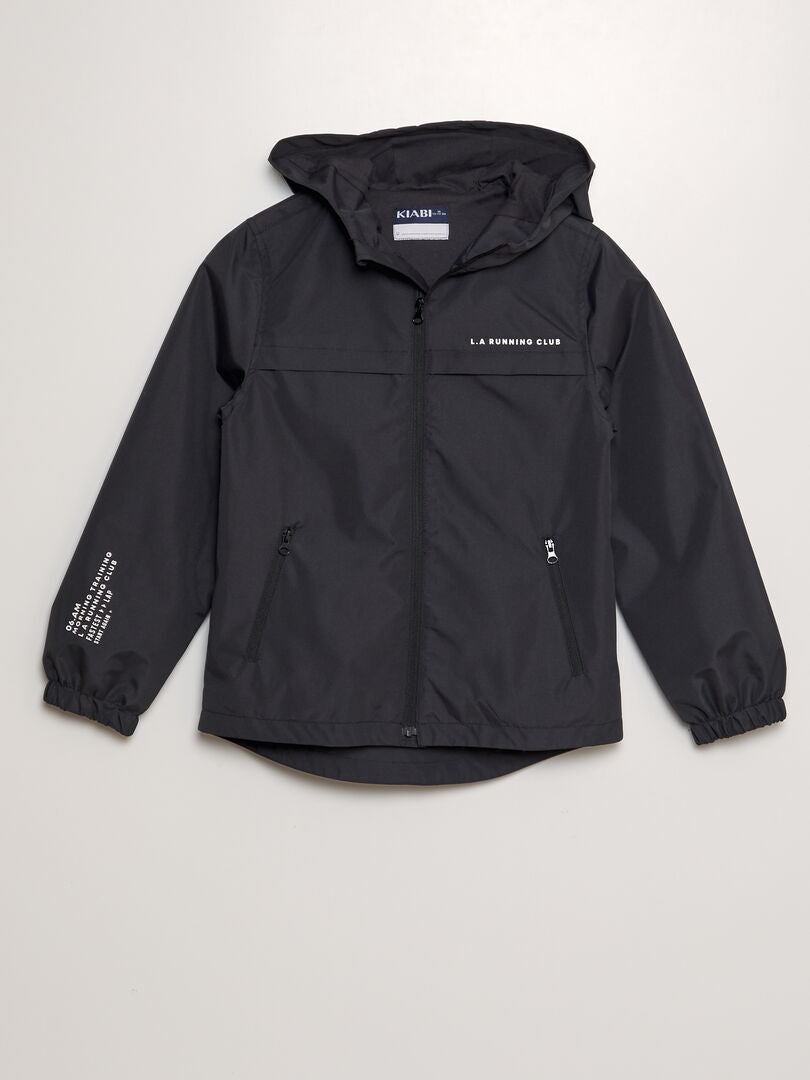 Parka impermeável com capuz - PRETA