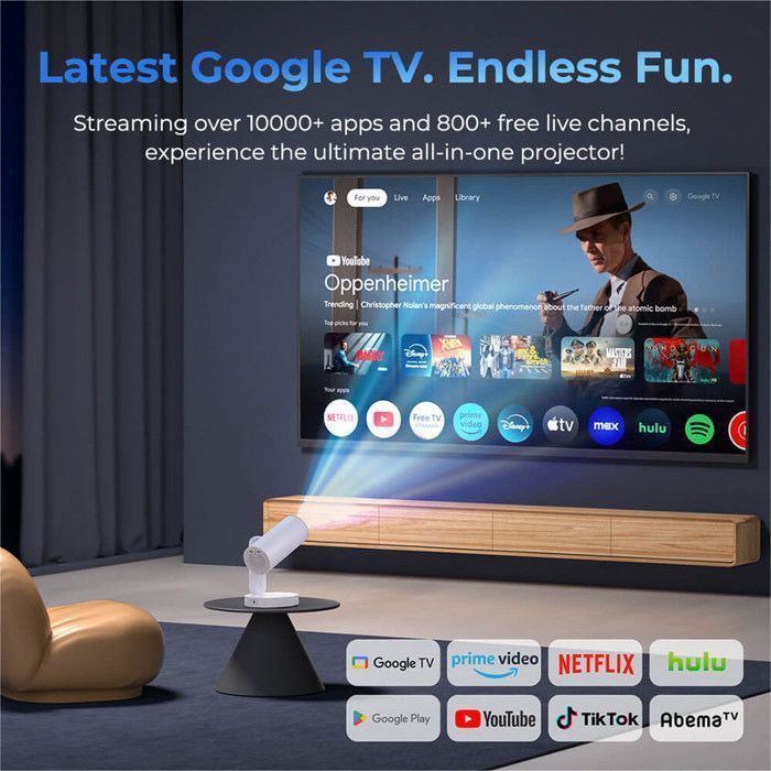 Projecteur ETOE Starfish Plus Android 4K - Google TV Intégré, Correction Automatique, Inclinaison de 140, WiFi 5G et Bluetooth 5.0