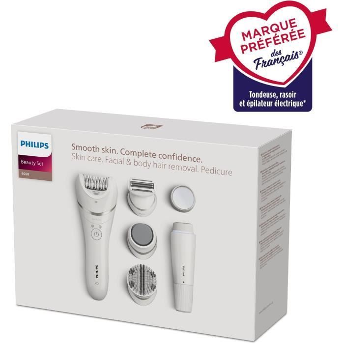 Épilateur électrique - Philips - BRE770/92 - 9 accessoires - 2 vitesses - Tête lavable