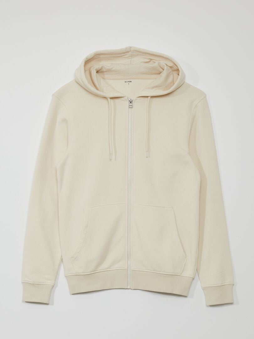 Trui met rits van fleece - BEIGE