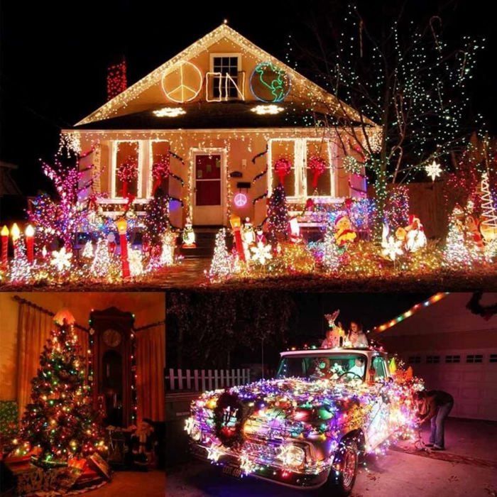 Noël Guirlande Lumineuse Extérieur Coloré, 30M 300 LED Sapin de Noël Lumière Électrique 8 Modes Étanche Fée Lumineuse pour Intérie