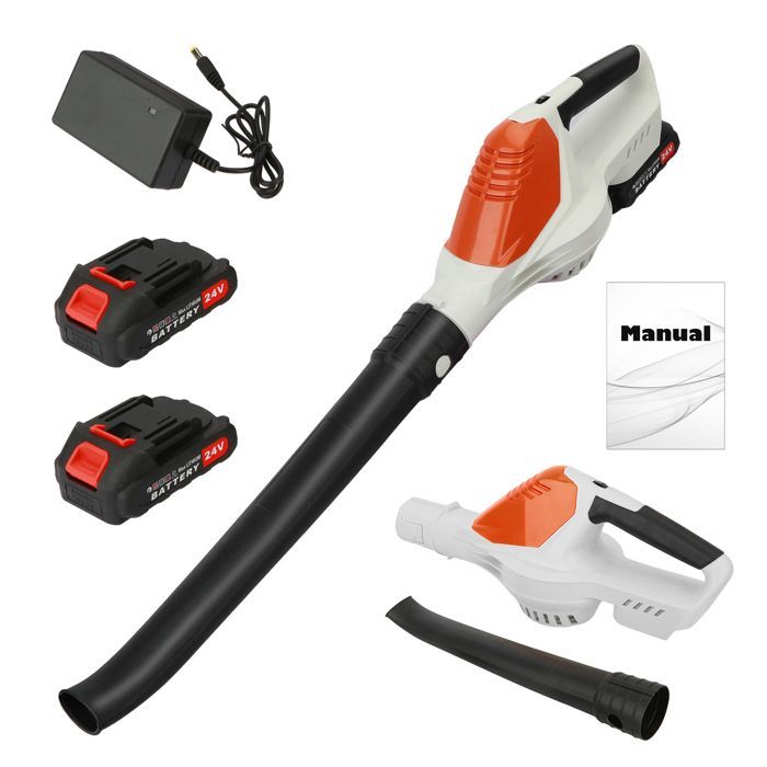 24V draadloze bladblazer - Fianao - 5 instelbare snelheden - 240 km/u - 1500 mAh - 82x20x16 cm - Wit