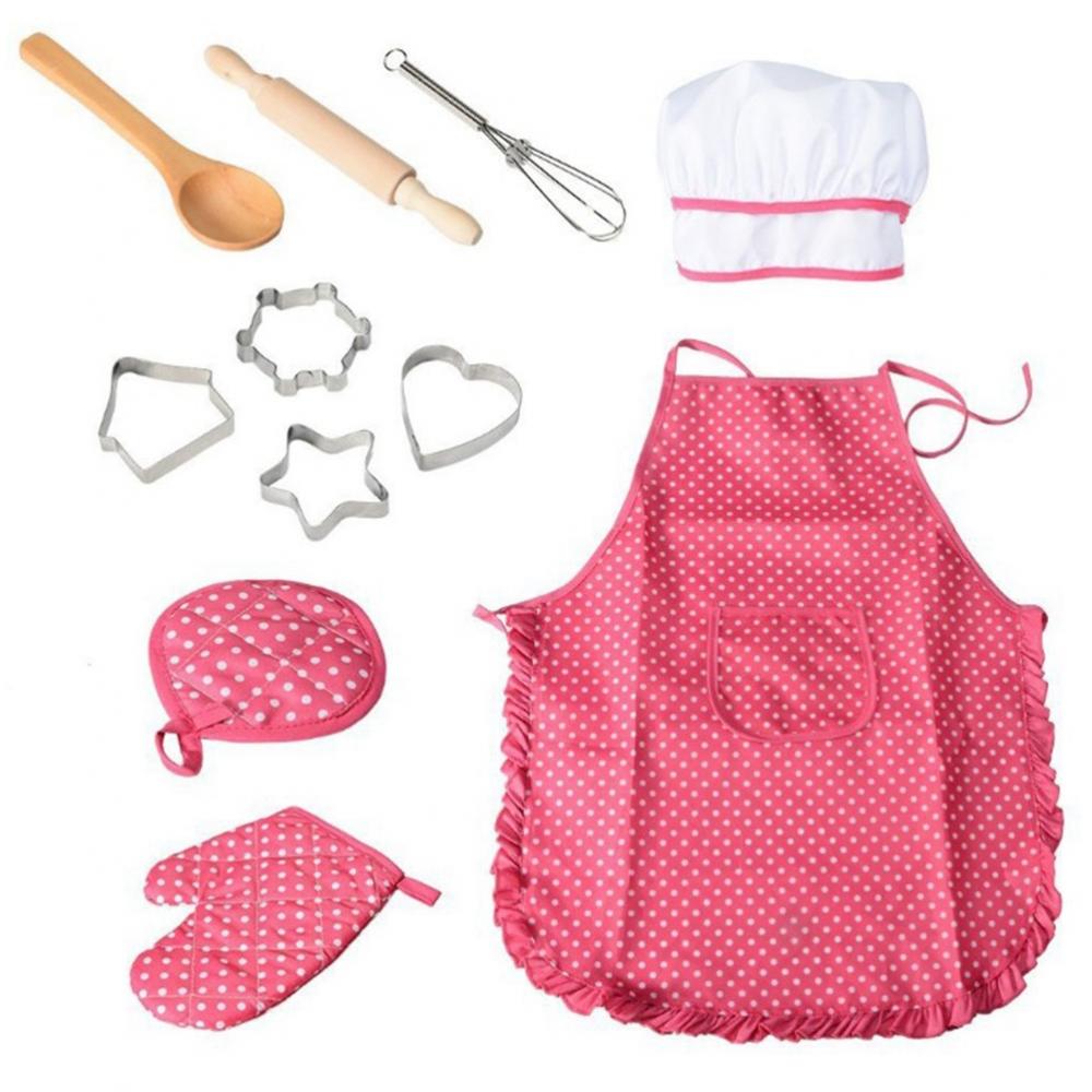 11-częściowy fartuch kuchenny, trwały, nietoksyczny, przenośny, uroczy, wodoodporny, przybory kuchenne, zestaw szefa kuchni, narzędzia do pieczenia, dla dzieci, dziewcząt