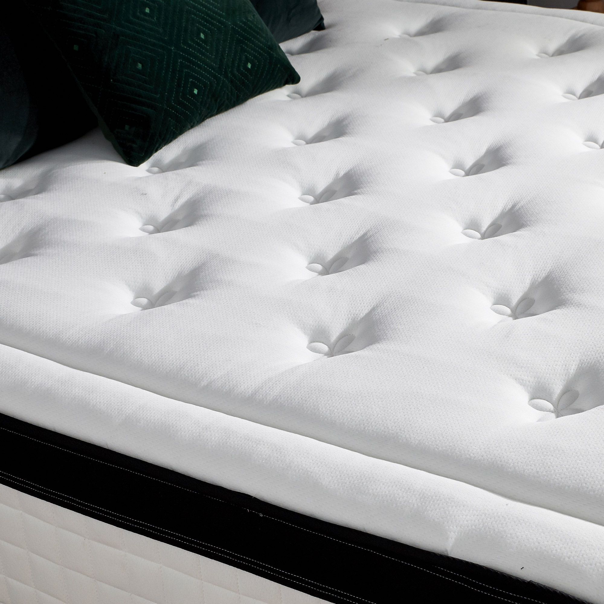 Colchón y base de cama COMFORT DESIGN Quatuor 180 x 200 - 30 cm de grosor - 4 tecnologías - Muelles/Vesmooth/Látex/HR - Fabricado en Francia