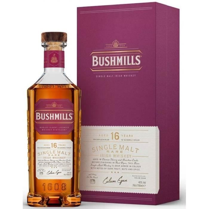 Bushmills - 16 años - Whisky irlandés de malta única - 40,0% vol. - 70 cl