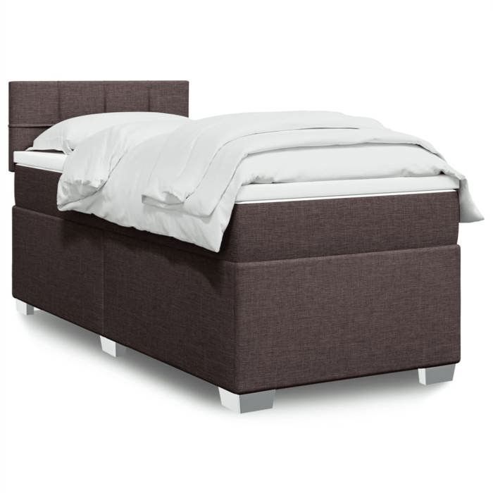 Struttura letto con materasso - Marrone scuro - 90x200 cm - Molle insacchettate - Massimo relax
