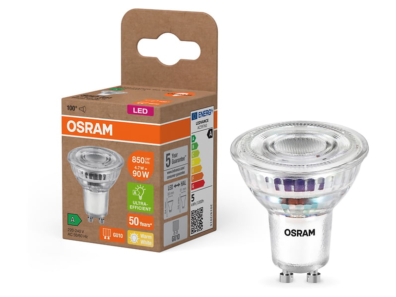 Żarówka LED GU10 4,7W z ciepłą barwą światła