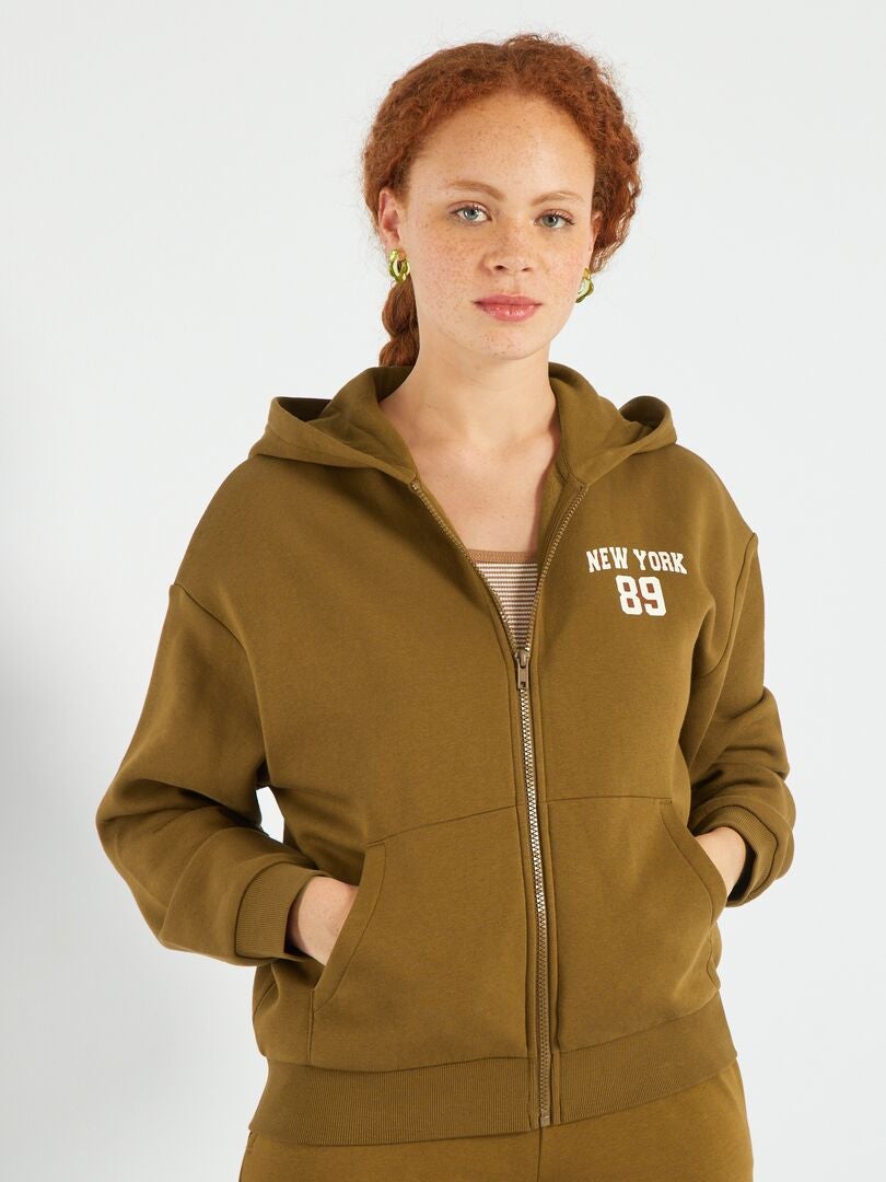 Fleece hoodie - Beige