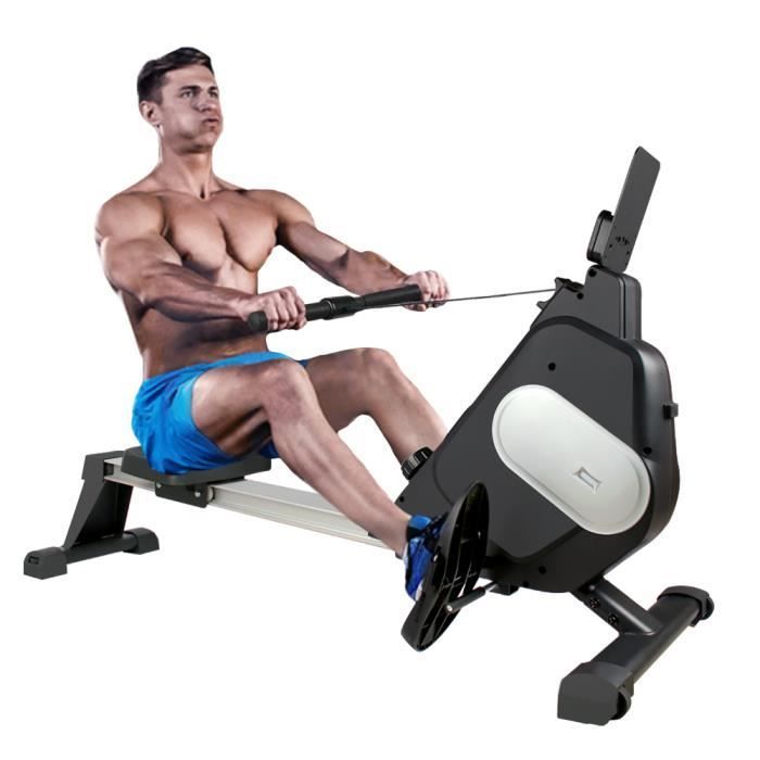 Máquina de remo magnética - remo para fitness en interiores - BIGZZIA - 16 niveles de resistencia ajustables, riel guía de aluminio silencioso