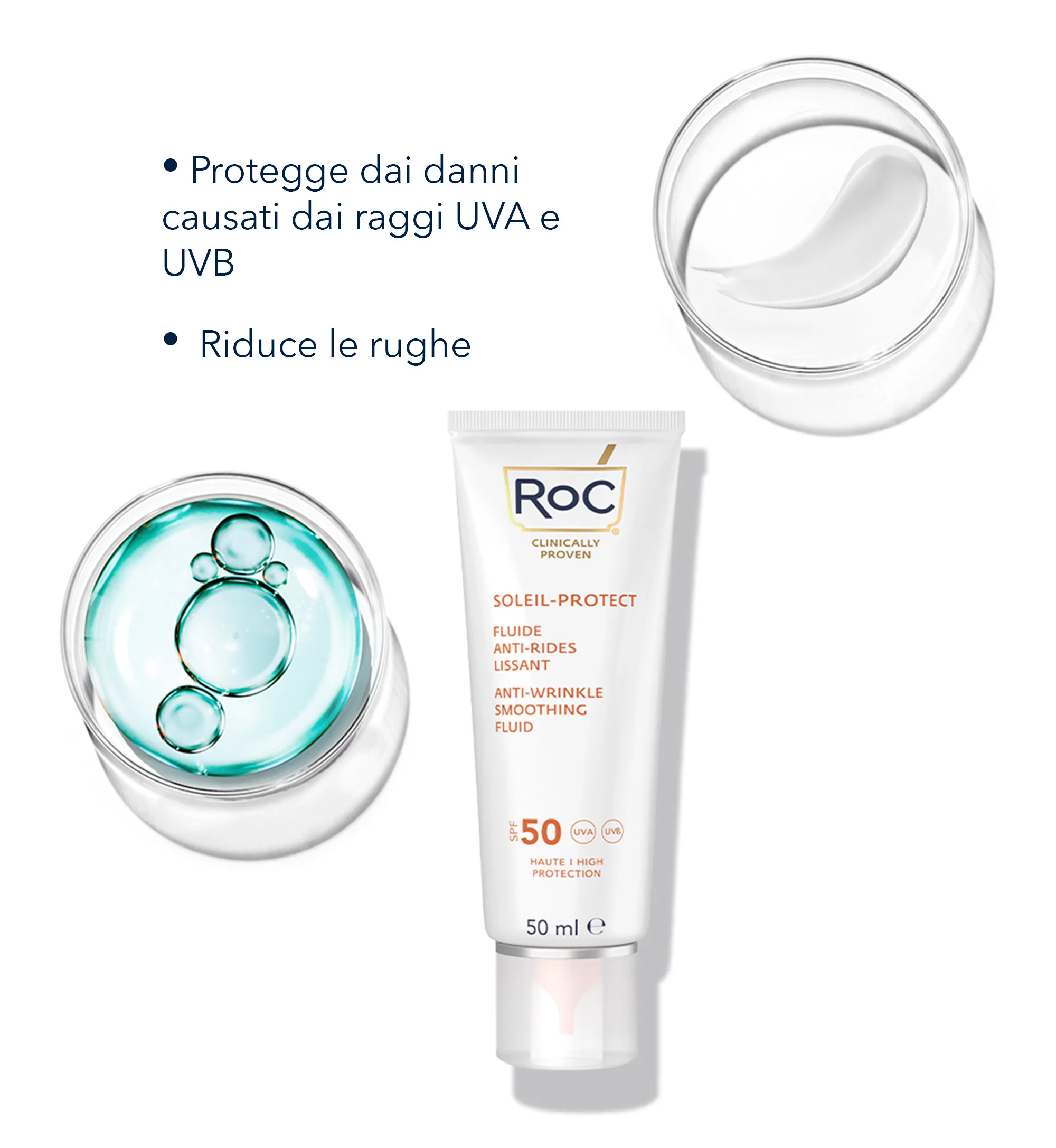 Soleil-Protect Fluido Solare Viso Anti-rughe Levigante SPF50 - Solare viso alta prot.