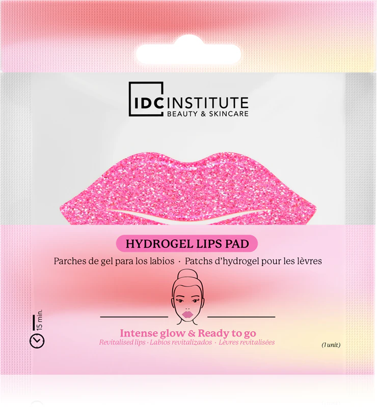 Máscara labial de hidrogel rosa com glitter do Instituto IDC