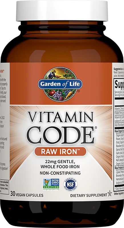 Капсуле додатка исхрани Garden of Life Vitamin Code RAW Iron за подршку процесима стварања крви