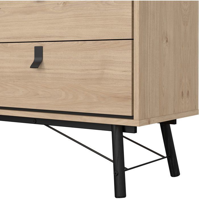 Commode RY - 6 Tiroirs - Décor Chêne - L150,3 x P40,1 x H94,8 cm